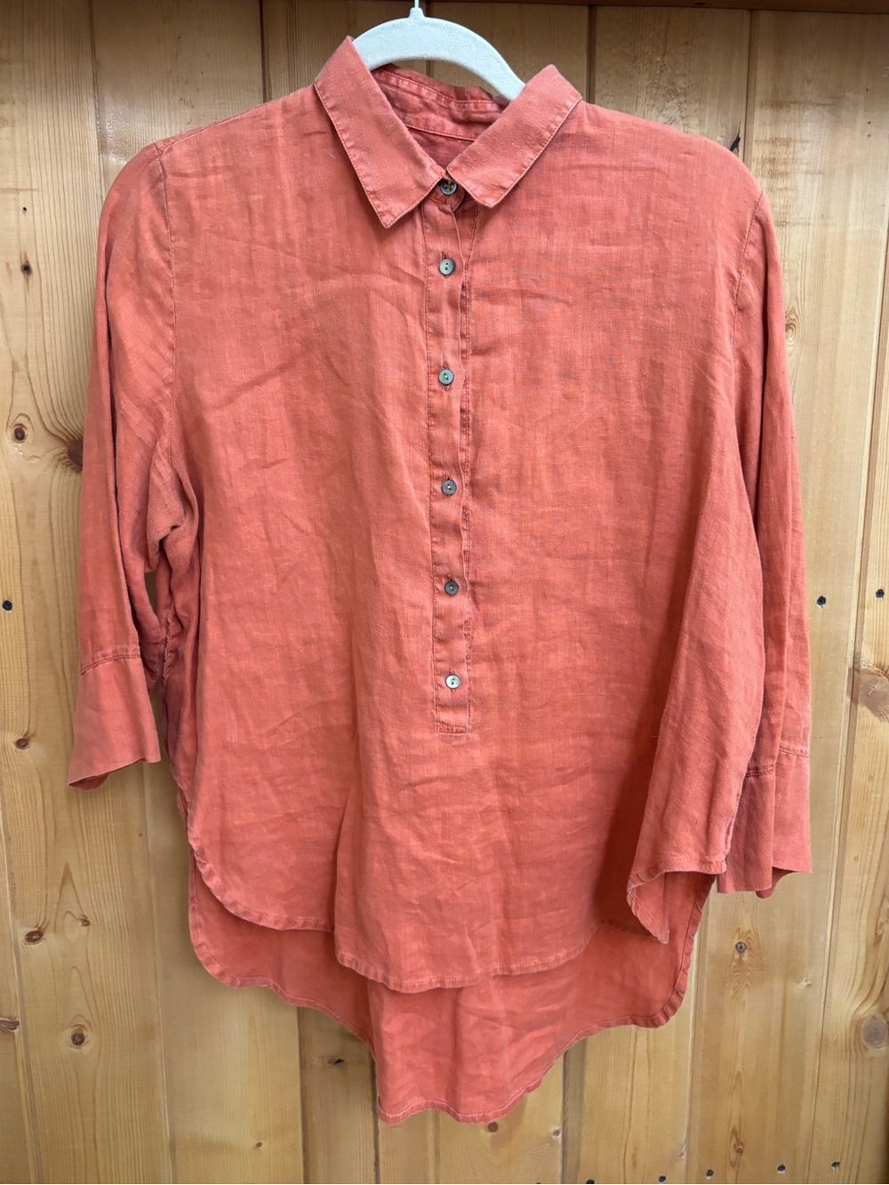 Handmade Handkerchief Linen Button Up Shirt M